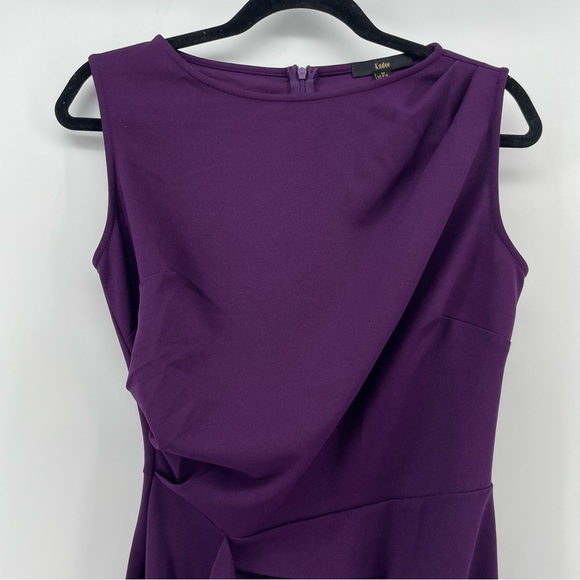 Knitee Draped Ruffle Midi Dress Purple Sleeveless M - Picture 2 of 7
